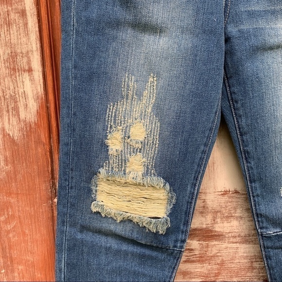Wildfox NWT Baggy Worn Out Boyfriend Distressed Relaxed Fit Blue Denim Jeans 25 - Picture 4 of 16